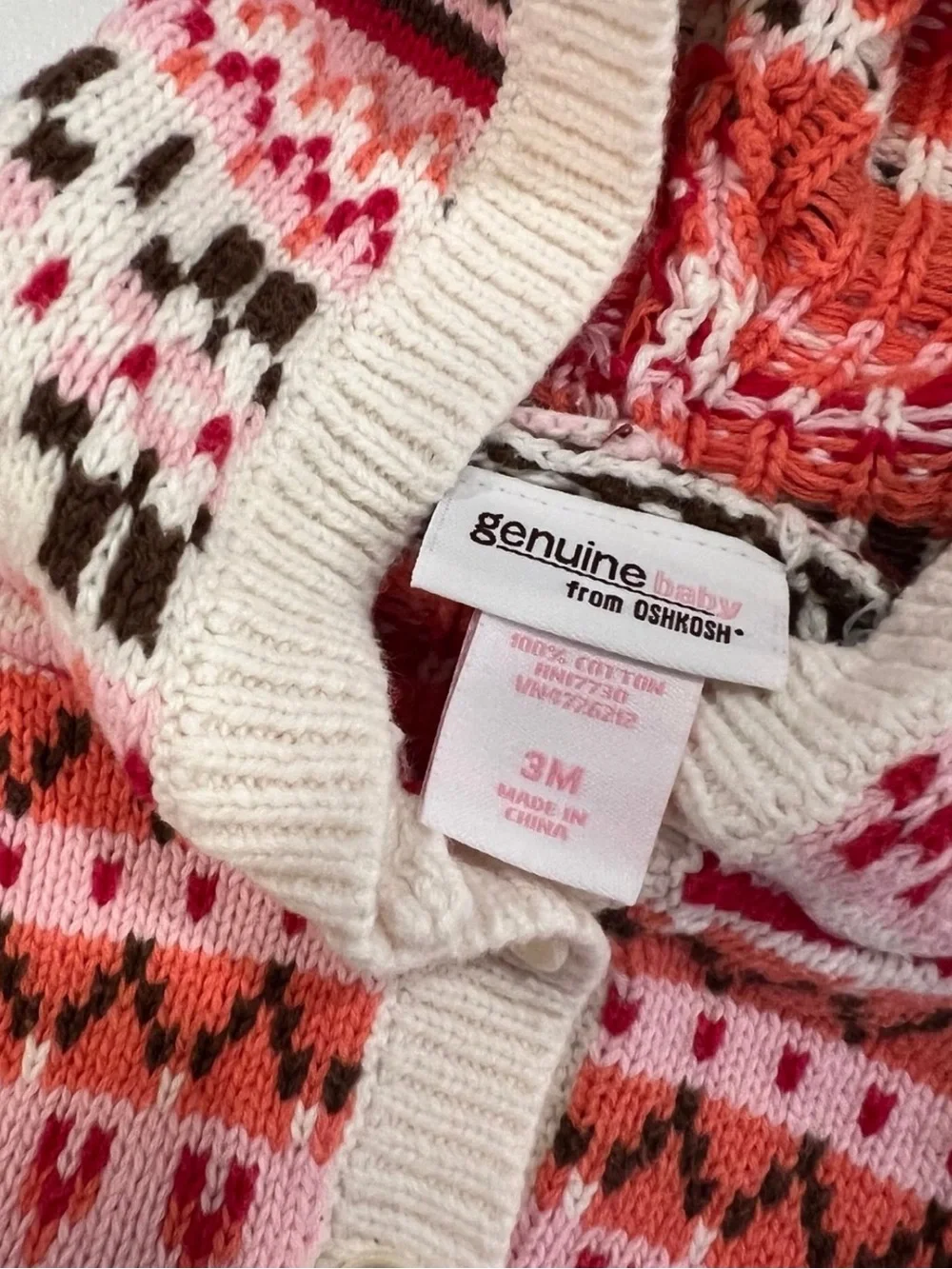 OshKosh B'gosh Hooded Cardigan in Pink & Cream